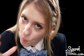 Student Volpetti Rebecca on her knees cum in her mouth